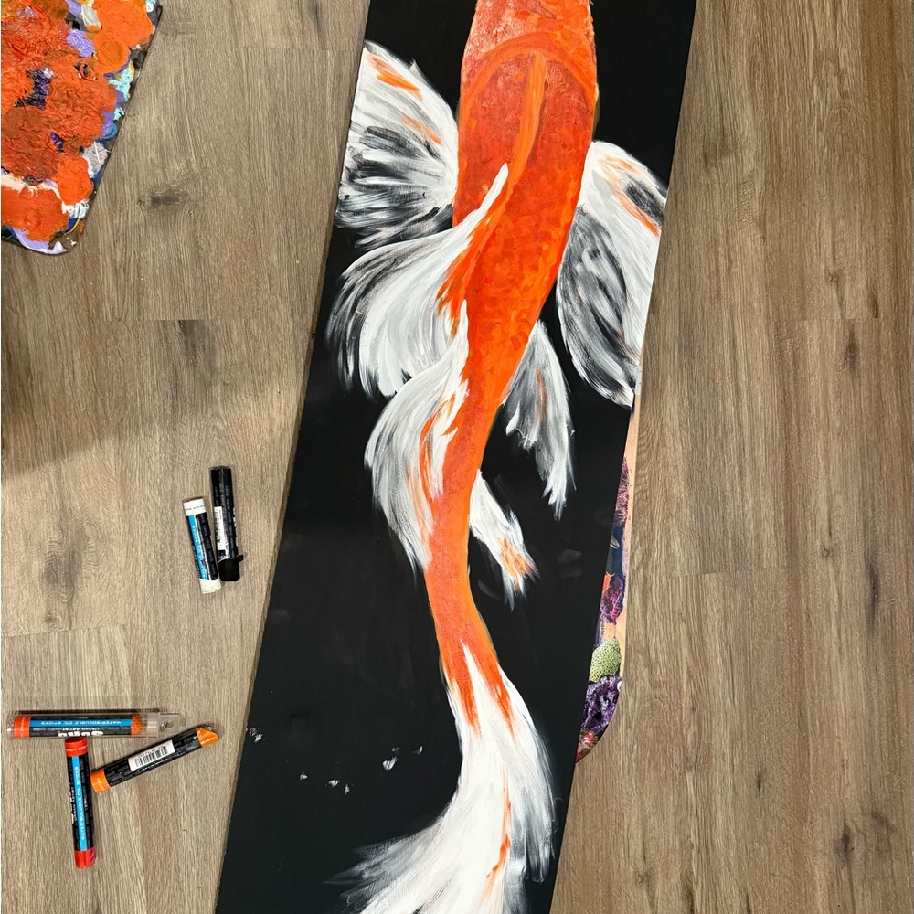 Vibrant Orange and White Koi Fish Art